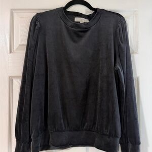 LOFT Charcoal Velvet Sweatshirt